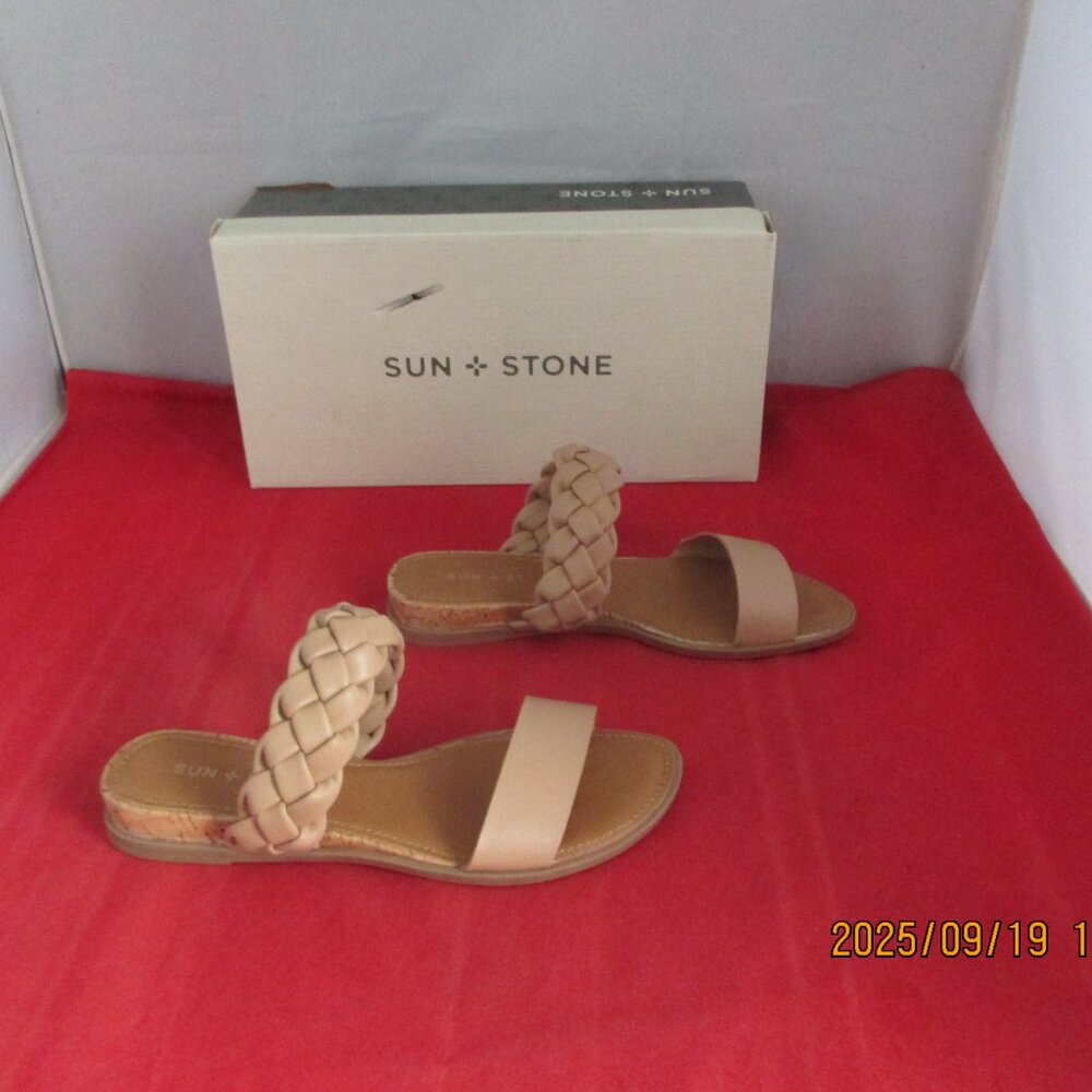 Sun + Stone Easten Slide Sandals $49 - US Size 5 - Tan - 1352